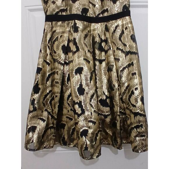 Hunter dixon hunter bell womens size 2 cap sleeve gold black Party Cocktail - Picture 3 of 7